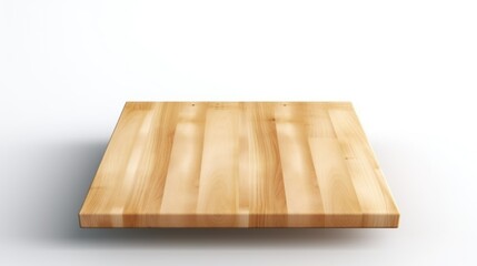 Natural Wooden Cutting Board with Smooth Finish Isolated on White Background
