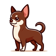 Obraz premium Cute cartoon chihuahua with alert posture. Ideal for small dog breed training guides, pet grooming services, or companion animal educational content.