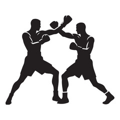 Boxing sports game art vector silhouette boxer match illustration