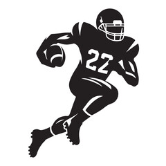 Running Back Power Silhouette American Football Player Vector Graphic