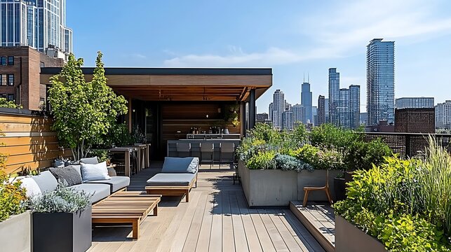 A Rooftop Terrace with Modern Design

