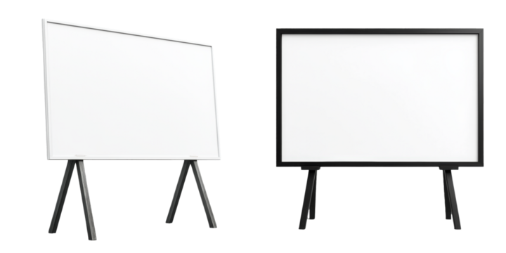 Two Blank Whiteboards on Stands for Presentations and Creative Ideas