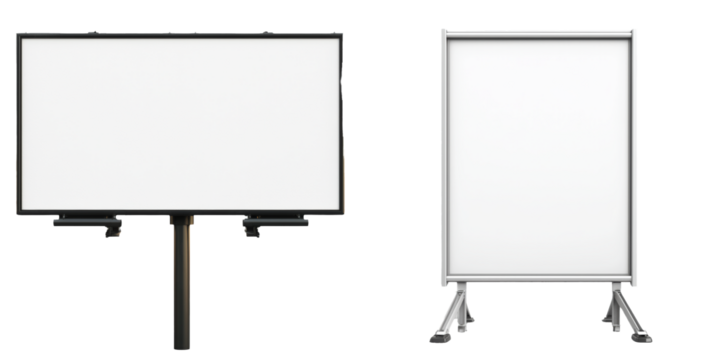 Two Empty Advertising Boards Ready for Custom Designs and Creative Marketing Ideas