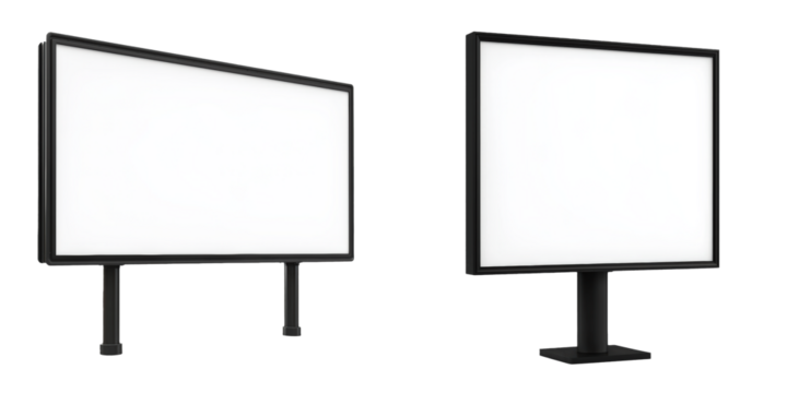 Two Modern Blank Billboards for Advertising Display in Various Urban Settings