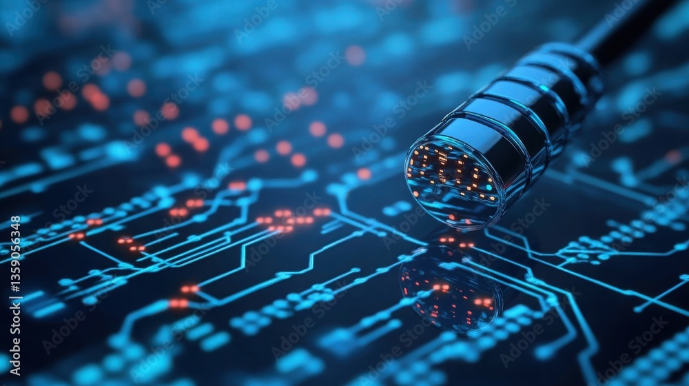 Leinwandbilder close-up of telecom device featuring signal encryption technology