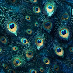 Peacock Feathers Teal Blue Green Pattern