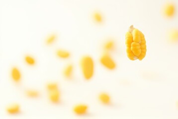 Fresh Sweetcorn Kernels Floating on White Background