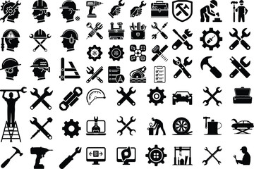 Repair Line Icons. Editable Stroke. Pixel Perfect. For Mobile and Web. Contains such icons as set of tools icons on white background screwdriver wrench cross service icon sign vector Tools setup line 
