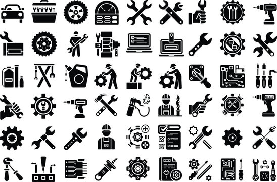 Repair Line Icons. Editable Stroke. Pixel Perfect. For Mobile and Web. Contains such icons as set of tools icons on white background screwdriver wrench cross service icon sign vector Tools setup line 