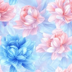 Obraz premium Seamless decorative watercolor flowers pattern