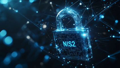 NIS2 EU Cybersecurity Directive Concept, Digital Padlock NIS2 Cybersecurity Network Security Data Protection Concept