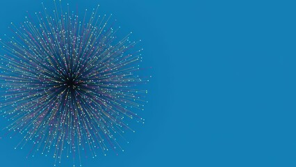 Fototapeta premium Colorful abstract burst pattern on blue background, illustrating celebration, energy, and creativity