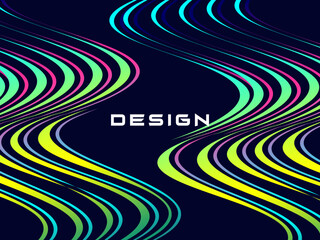 Premium dark blue background design with colorful waving motifs. Vector horizontal template, for digital luxury business banner, contemporary formal invitation, luxury voucher, gift certificate, etc.