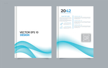 Fototapeta premium Wave. Set Abstract blue geometric modern annual report flyer Brochure leaflet, the presentation cover, magazine advertising. cover with an abstract background. Editable image.
