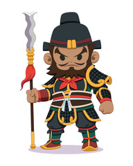 Cute style Chinese warlord Zhang Fei of the Three Kingdoms cartoon illustration
