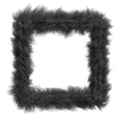 黒いファーの3DCGフレーム背景 フォトリアルなもふもふの毛皮の正方形