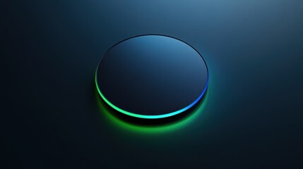 Sleek circular device glowing with vibrant luminescence on dark surface