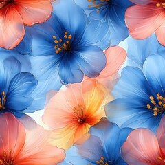 Seamless watercolor decorative flowers pattern