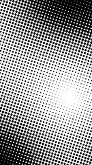 Black and white halftone dots vertical background with circle mode. Suitable for comics, prints, posters, etc.