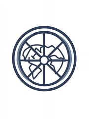 Obraz premium Abstract Global Navigation Wheel Design Element Graphic map icon logo dark blue grey world