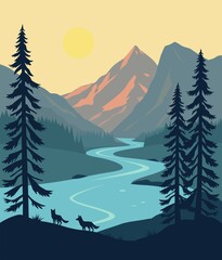 Summer landscape with mountains