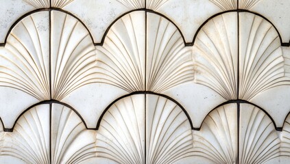 Ornate fan-shaped tile wall pattern