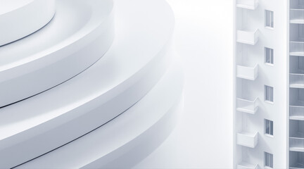 abstract architectural of curved forms and modern building