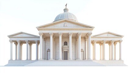 Iconic United States Capitol building majestic dome and grand neoclassical columns isolated on a pure white background stunning architectural clarity.  