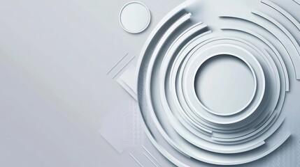 Obraz premium Abstract geometric shapes, 3D design, light grey background, modern, minimal composition, for product display, branding, or commercial use