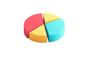 Fototapeta premium 3D Pie Chart in Red Yellow Blue