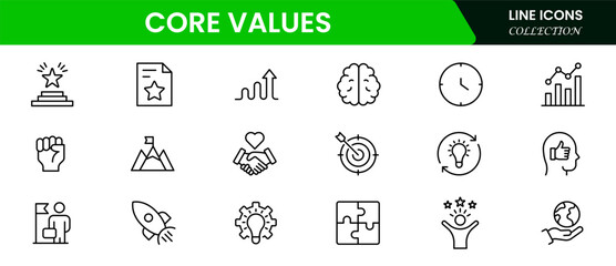 Core Values Line Icons Stock Illustration