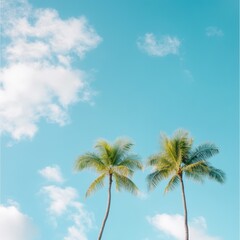 Palm trees against blue sky