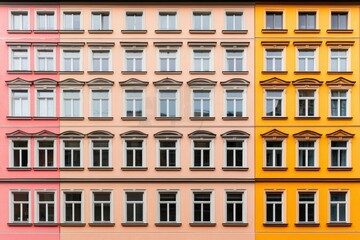 Obraz premium Apartment building with colorful facade and multiple windows, real estate