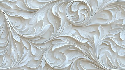 Elegant White 3D Floral Pattern Background Texture