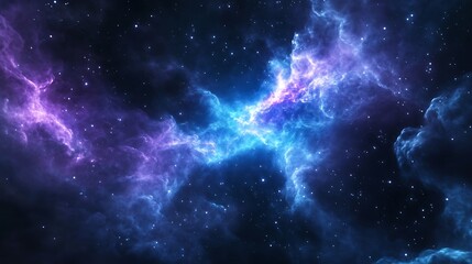 Obraz premium Deep-space nebula with electric-blue energy pulses, 8K ultra-HD