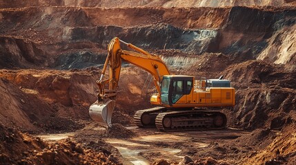 Heavy Equipment Operating at Earthmoving Site with Bulldozer Action