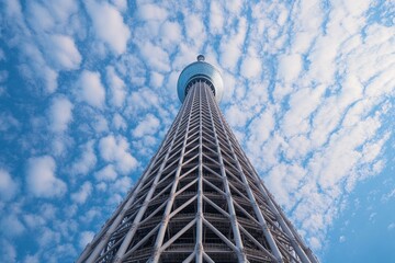 Fototapeta premium Awe-Inspiring Skyscraper Reaching for the Heavens: A Stunning Architectural Masterpiece