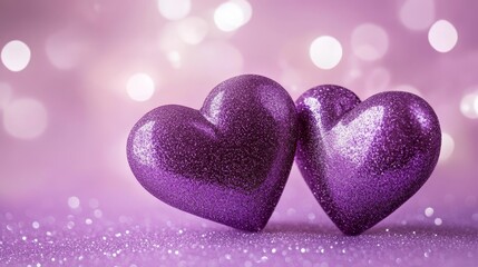 Obraz premium Ethereal hearts and shimmering stars on a lavender and blush pink dreamy background