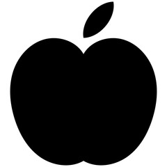 りんご　アイコン　白黒　シルエット　ベクターイラスト