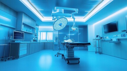 Modern Operating Room with High-Tech Surgical Equipment and Lighting