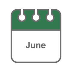 June icon vector. Daily, monthly, yearly calendar icon