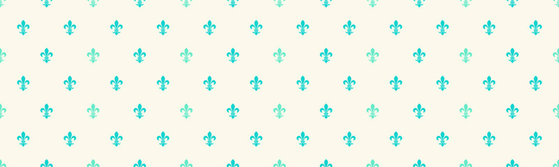 Elegant teal fleurdelis pattern on a creamy background.  Subtle color variations create a calming, sophisticated design ideal for website backgrounds, textiles, or stationery.