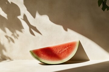 A refreshing slice of watermelon with beautiful natural lighting