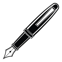 Minimalist Black Silhouette of a Classic Pen