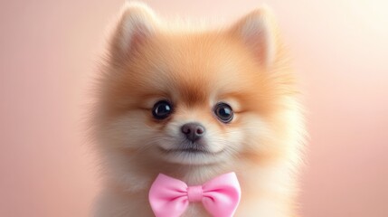 Pomeranian puppy with bow tie