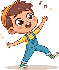 Cute Dancing Boy Cartoon Character Vector Illustration