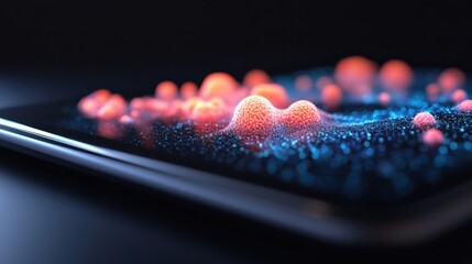 Abstract red and blue dots on screen