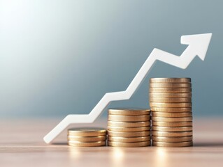 Money growth chart and coins