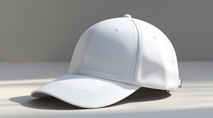 Minimalist White Baseball Cap on Neutral Backdrop