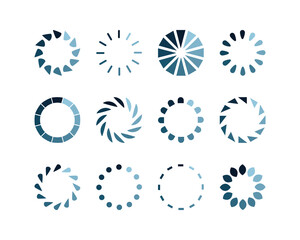 Collection Loading bar status icon. Vector illustration. Set of vector loaded icons. Download progress. Donload or Upload.